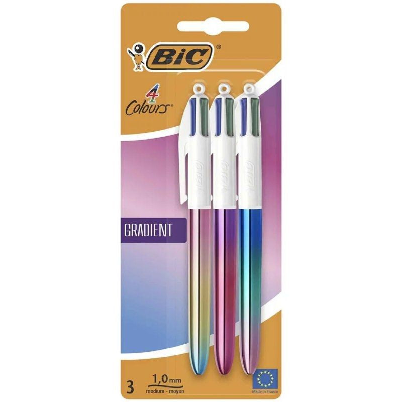 Caja De Bolígrafos De Tinta De Aceite Retráctil Bic 4 Colours Gradient 511030 3 Unidades 4 Colores De Tinta Cuerpo Color Gradiente