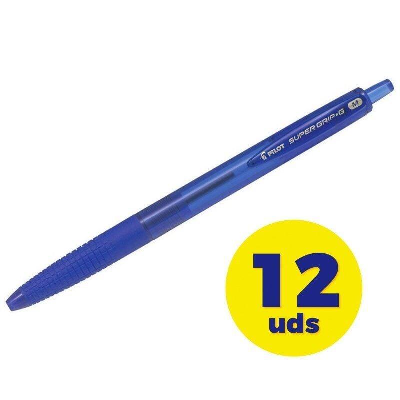 Caja De Bolígrafos De Tinta De Aceite Retráctil Pilot Super Grip G 12 Unidades Azules