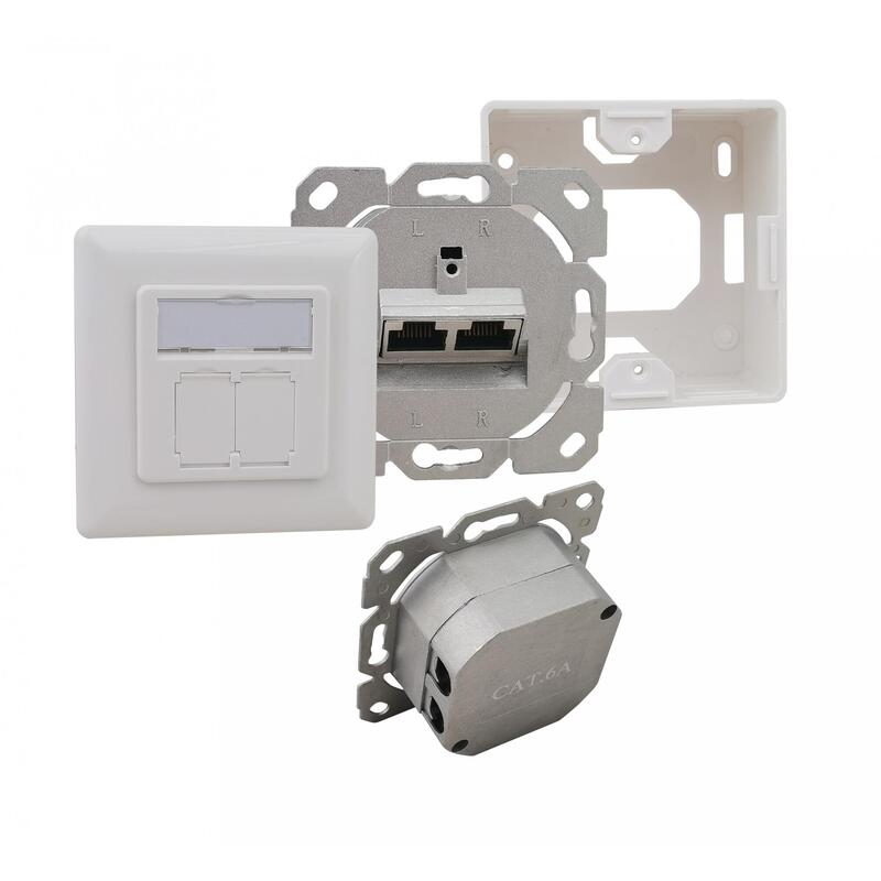 Caja De Conexiones Helos, Cat 6a (Eia / Tia), Ap / Up, 2 Puertos, Horizontal, Blanco Puro