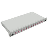 Caja De Conexiones Helos Fo 19 "Con 12 Adaptadores Lc Dúplex Om4, Gris