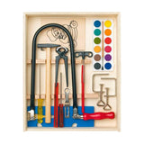 Caja De Madera Con Kit De Marquetería Y Pinturas, 16 Piezas