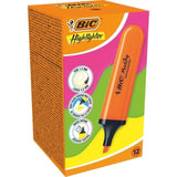 Caja De Marcadores Fluorescentes Bic Highlighter Flat Neón 12 Unidades Naranjas