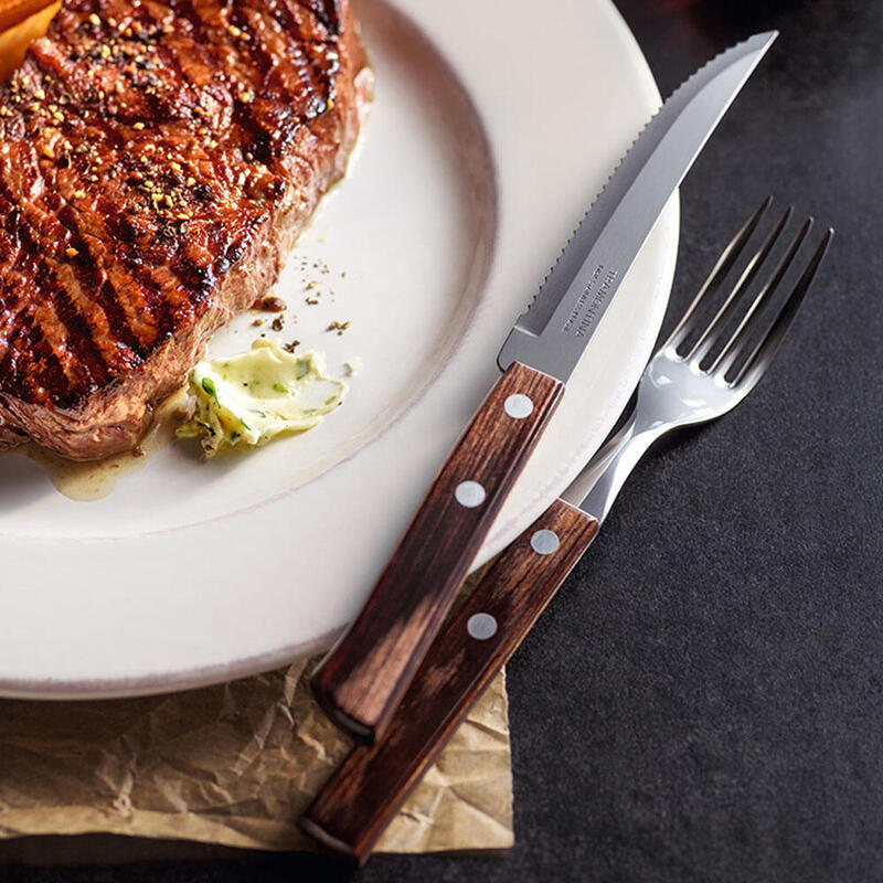 Caja Expositora 60 Cuchillos De Asado Polywood Castaño Tramontina