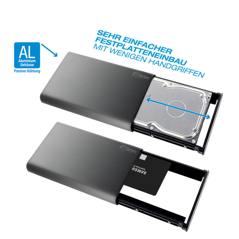Caja Hdd 3,5", Usb 3.1, Fantec Db-Alu31 Negra Para Sata-Hdd