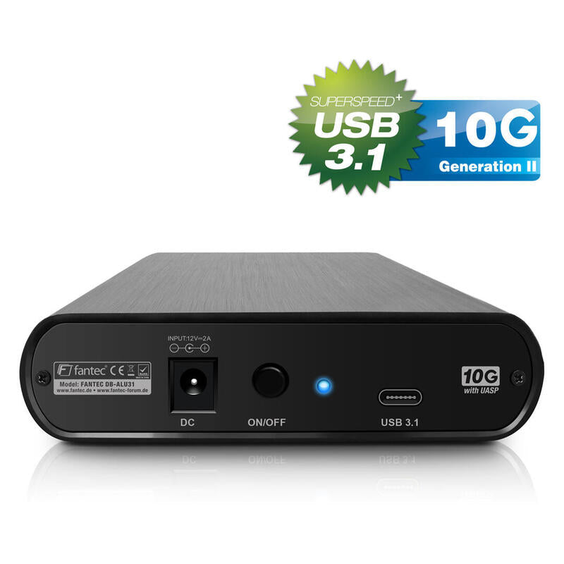 Caja Hdd 3,5", Usb 3.1, Fantec Db-Alu31 Negra Para Sata-Hdd