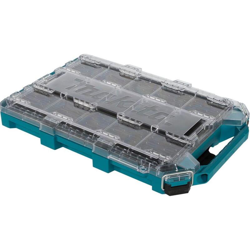 Caja  Maktrak Organizer Flat M  De Herramientas Azul/Transparente, Tapa Transparente P-91051