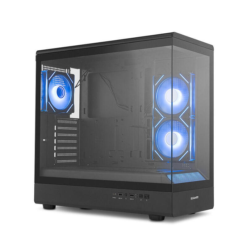 Caja Pc Nox Semitorre Frameless Hummer Signal Argb Negro Usb Type C