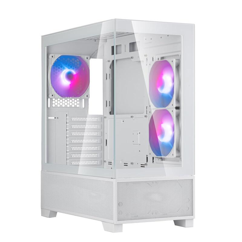 Caja Pc Silverstone Lucid 05,Chasis Atx Exquisito Con Una Audaz Pantalla Panorámica De 270°, Sst-Ld05-W-Argb (Blanco)  Sst-Ld05-W-Arg