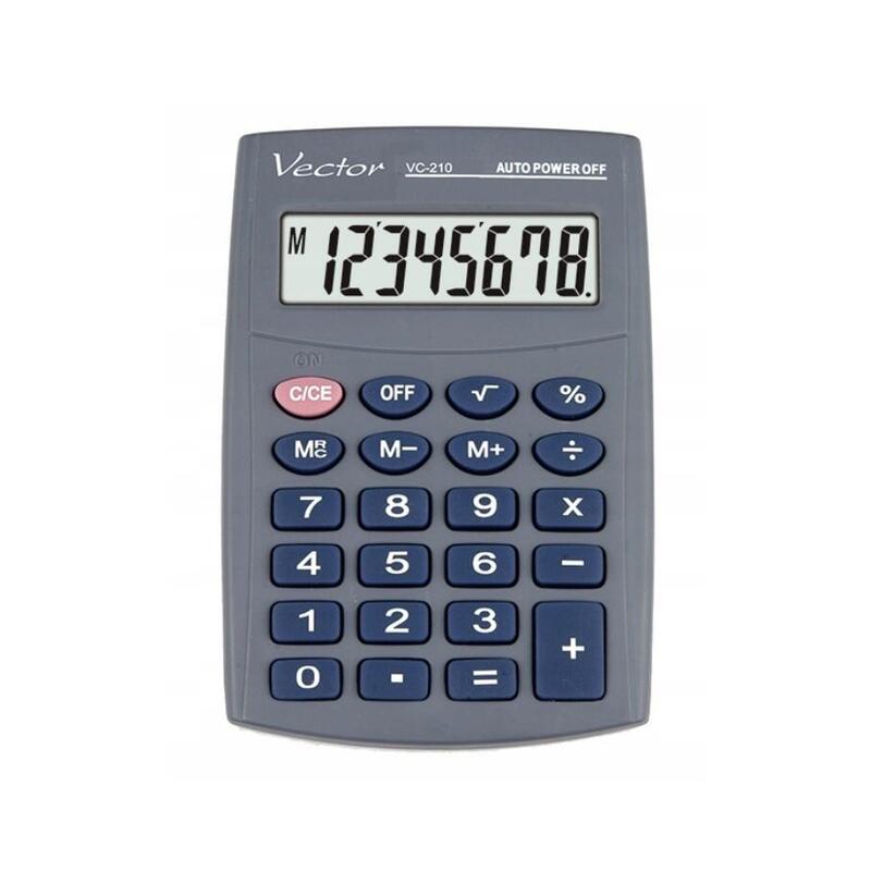 Calculadora De Bolsillo Vector Kav Vc-210iii, 8 Dígitos, 64 X 98,5 Mm, Gris