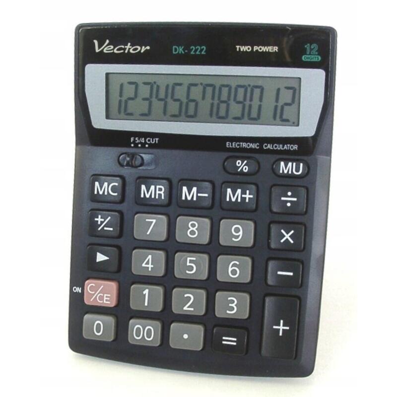 Calculadora De Oficina Vector Kav Dk-222, 12 Dígitos, 103 X 137 Mm, Negra