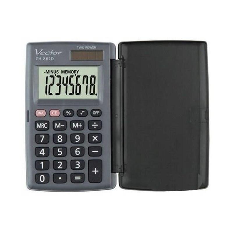 Calculadora Vector De Bolsillo Con Tapa Kav Ch-862d, Gris