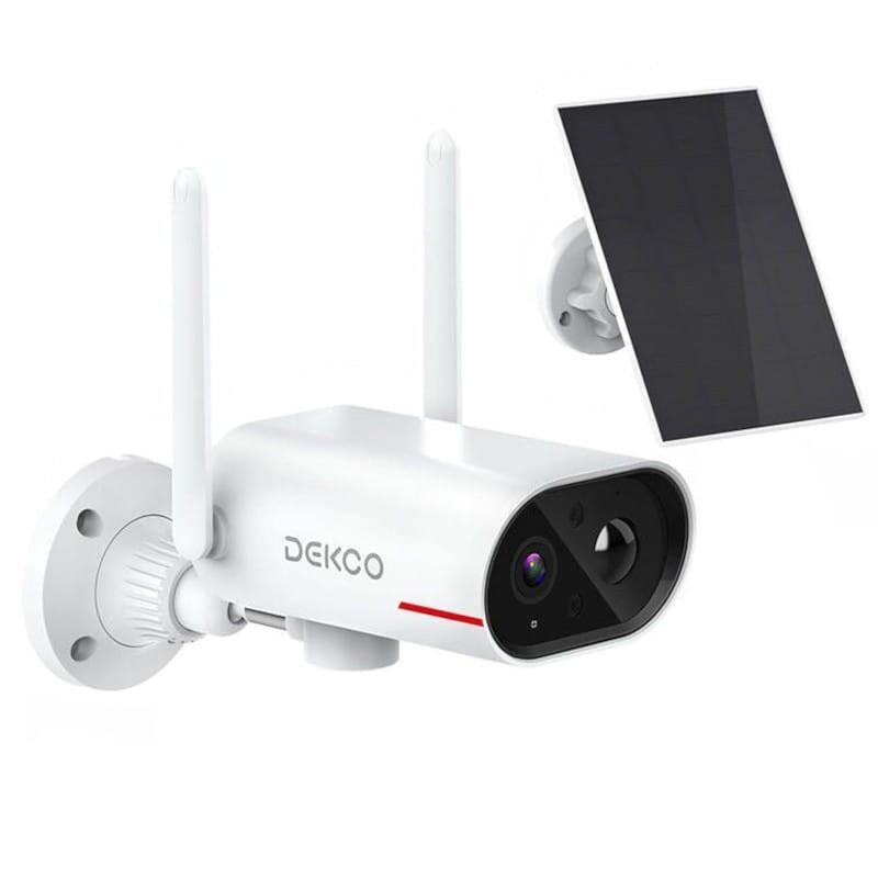 Cámara De Seguridad Ip Dekco Dc8l 3mp Panel Solar Visión Nocturna Ip65 Blanco