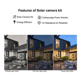 Cámara De Vigilancia Inteligente 360° Con Estación De Carga Solar, Wifi 2,4 Ghz, Cámara Wlan De 2 K, 4mp, Detección De Movimiento Pir, Audio De 2 Vías, Funciona Con Alexa Google Smartlife 355°/140°