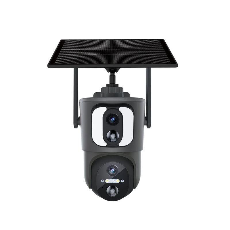 Cámara Escam Qf390 1080p Lente Dual Wifi Panel Solar Negro - Cámara De Seguridad