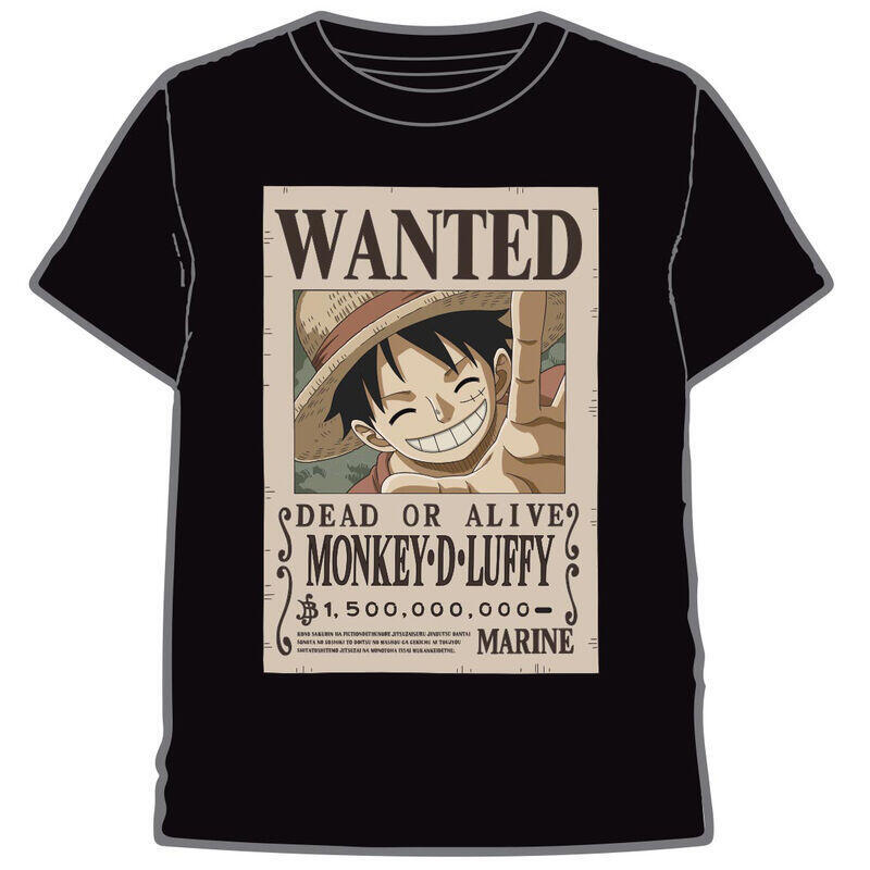 Camiseta Wanted Luffy One Piece Adulto Talla Xxl