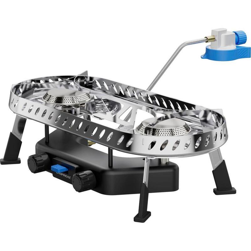 Campingaz Campingkocher Camp & Trek Twin Connect (Plata/Negro, 2 Kochfelder 2x 2 Kw, Para Cv470 Plus) 2227856