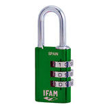 Candado Col Combi30 Verde 30mm. Arco Ø5mm. Con Combinación. Ifam