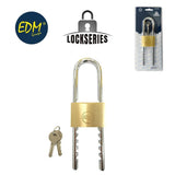 Candado De Laton Arco Regulable 50mm Apertura 50-135mm Blister Edm