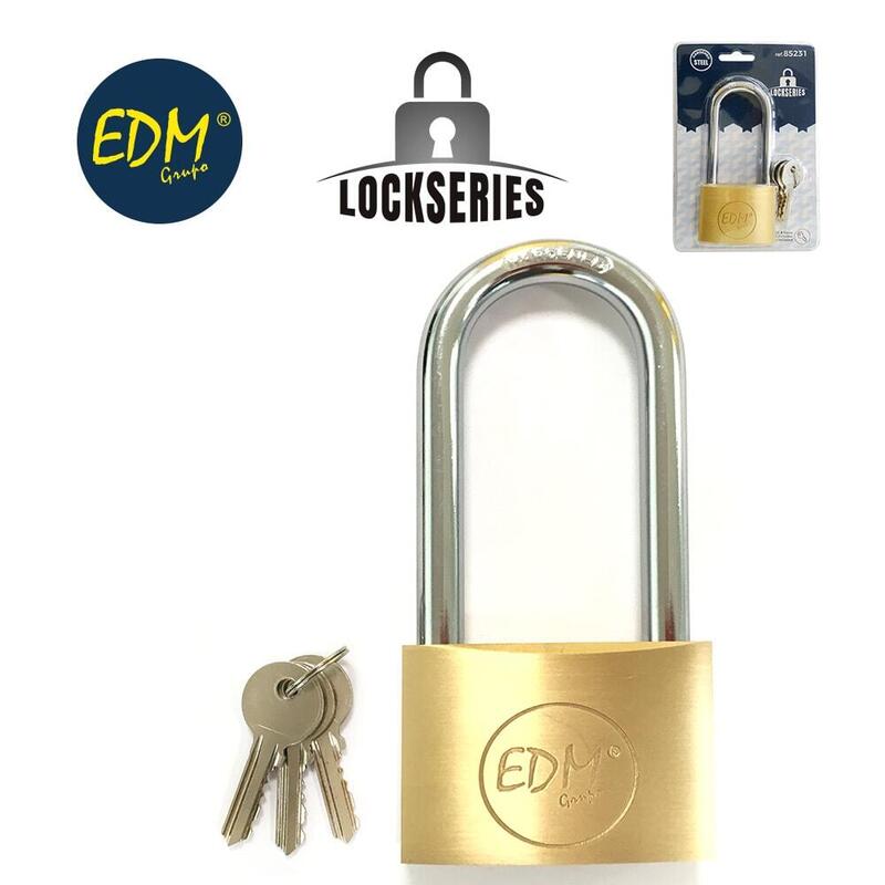 Candado Laton Arco Largo 60x90mm Blister Edm