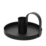 Candelabro Redondo De Hierro Negro, Ø10x6cm.