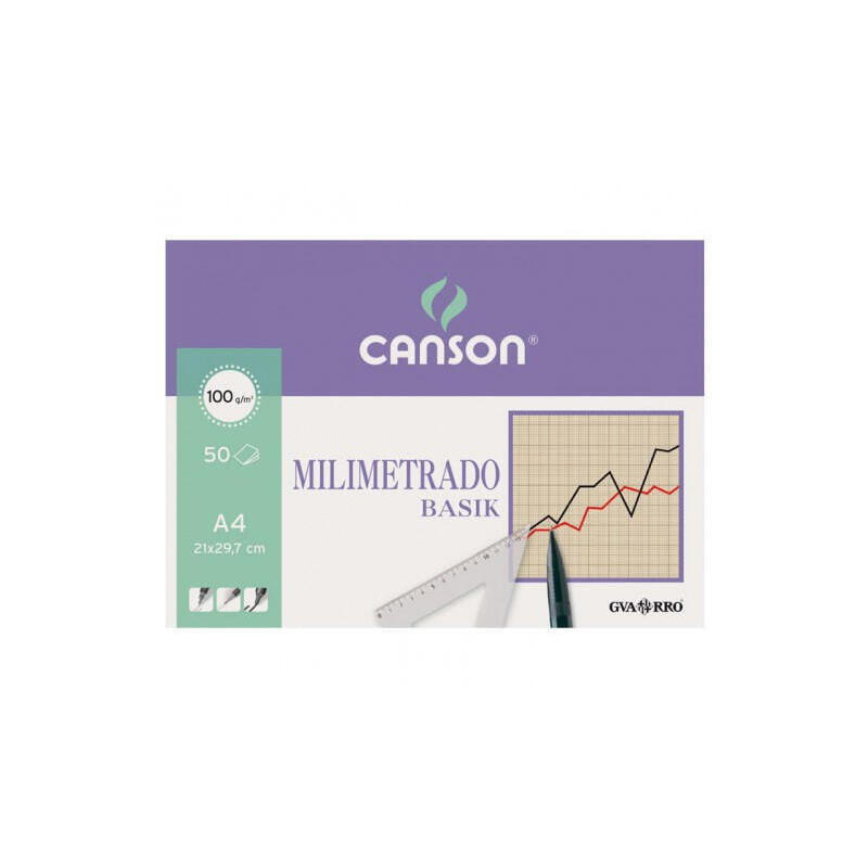 Canson Bloc Milimetrado Basik Encolado 50 Hojas 100 Gr. 21x29,7cm