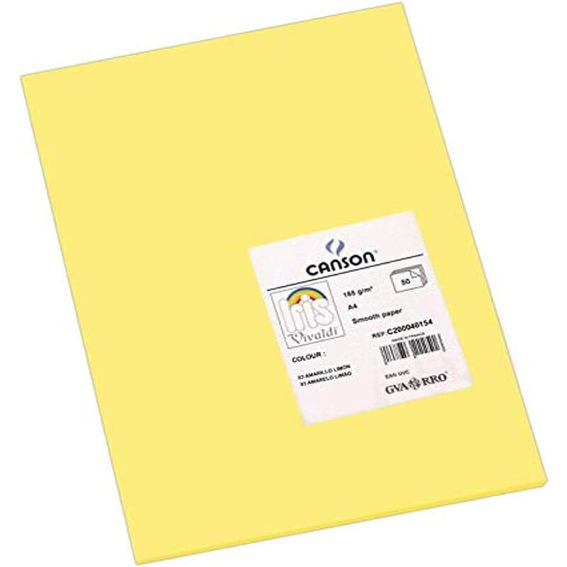 Canson Guarro Pack De 50 Cartulinas Iris A4 De 185g - 21x29.7cm - Color Amarillo Limon
