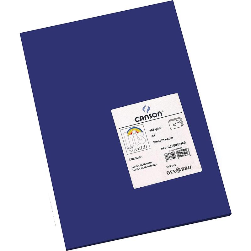 Canson Guarro Pack De 50 Cartulinas Iris A4 De 185g - 21x29.7cm - Color Azul Ultramar