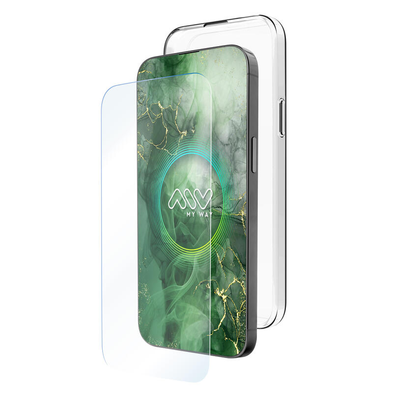 Carcasa Myway Para Apple Iphone 16e Transparente + Protector Pantalla Cristal Templado