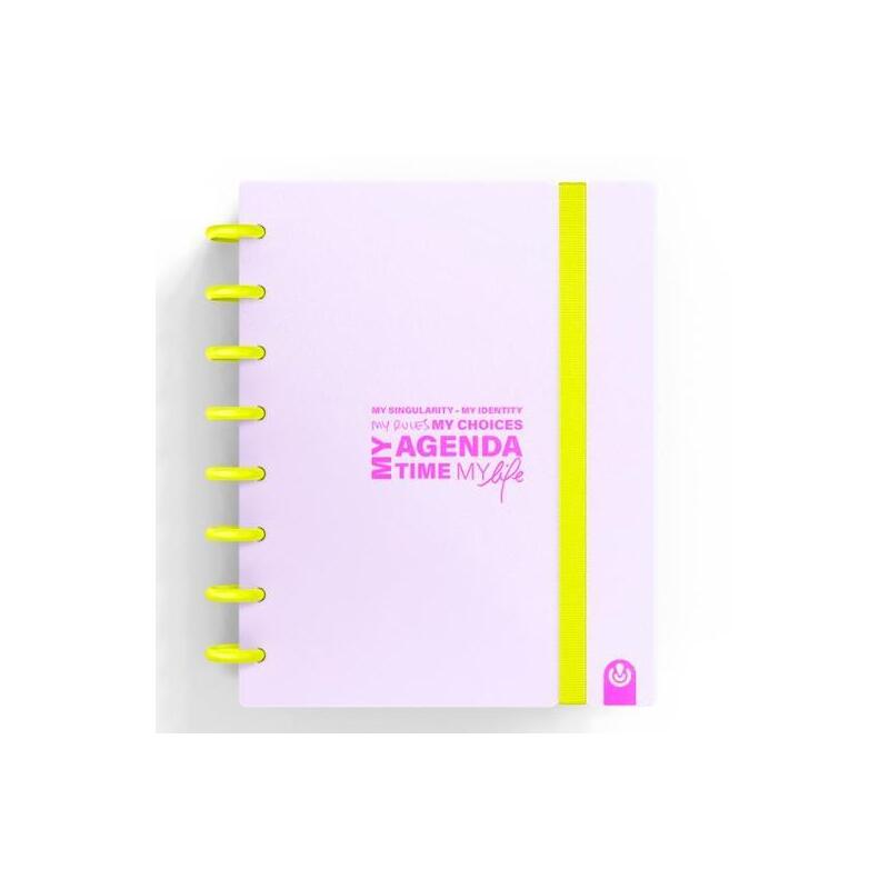Carchivo Agenda De Discos Ingeniox Sin Fecha A5 80h 100gr Sv Neón Malva Pastel