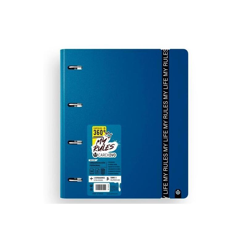 Carchivo Carpeblock 360 My Rules Con Recambio 100h A4 5x5 90gr 4 Separadores Pp Foam Deep Blue