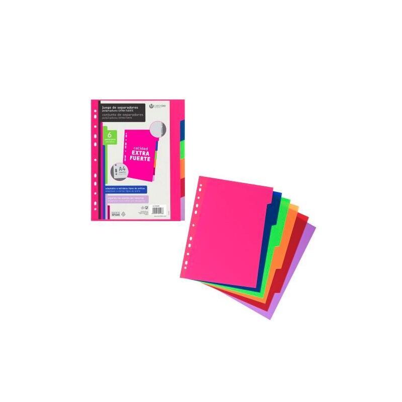 Carchivo Separadores Multitaladro 11 Pp Opaco Extra Rígido 6 Posiciones A4 Surtidos Pastel