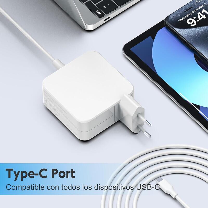 Cargador Compatible Apple / Android / Portatil Usb Tipo-C  5-20v-3,25a  Max 65w Blanco