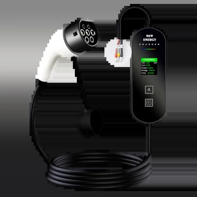 Cargador De Coche Eléctrico Con Pantalla Lcd Ev 32a/7.0kw/10m Sin Cabezal De Enchufe