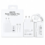 Cargador De Pared 65w · 2xusb Tipo C · 1xusb · Blanco