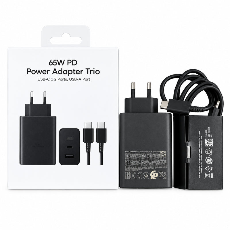 Cargador De Pared 65w · 2xusb Tipo C · 1xusb · Negro