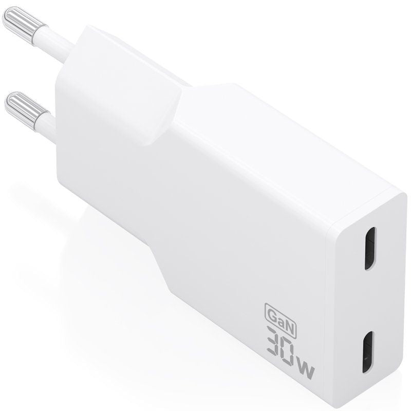 Cargador De Pared Gan Aisens A110-1003 2xusb Tipo-C 30w Blanco