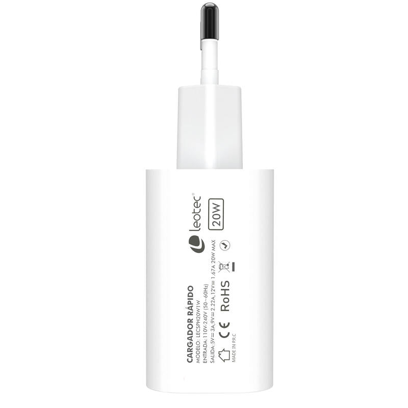 Cargador De Pared Leotec Lecsph20w1w 1xusb Tipo-C 20w