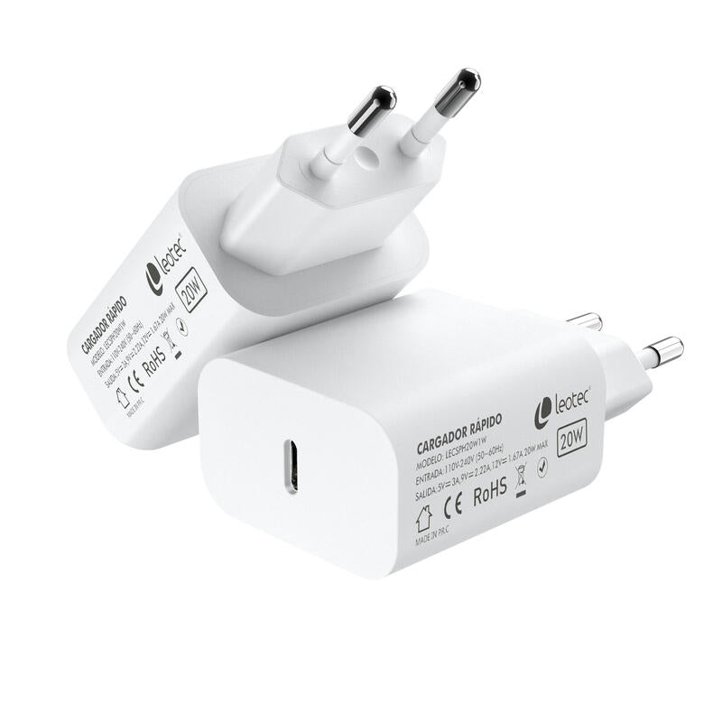 Cargador De Pared Leotec Lecsph20w1w 1xusb Tipo-C 20w