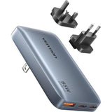 Cargador De Pared Universal Gan Para Viaje Vention Fcbh0 2xusb Tipo-C 1x Usb 65w