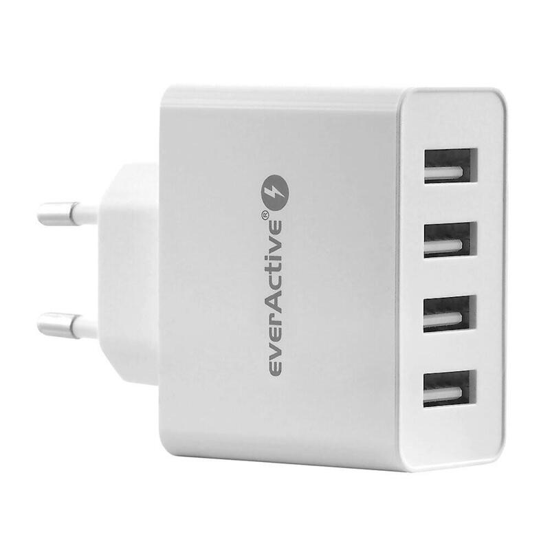 Cargador De Red 4x Usb 5a Iq Smart Charging Blanca