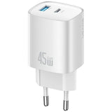 Cargador De Red T66 45w Gan Cc290 Usb-A + Usb-C Fast Charge