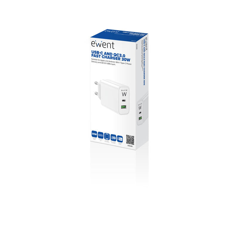 Cargador Ewent Ew1325 30w Usb Tipo A Usb Tipo C