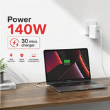 Cargador Mac Book Air Pro - M5 M4 M3 M2 M1 (2026 2025 2024 2023 2022 2021) 140W Magsafe 3 Cable Trenzado Usb-C A T De 2M