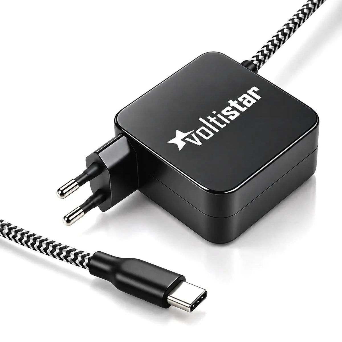 Cargador Multivoltaje Usb-C Para Portátil 5V-20V 3.25A 65W Negro Cable Trenzado