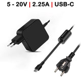 Cargador Multivoltaje Usb C Para Portátil 5v 20v 2.25a 45w Negro