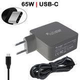 Cargador Multivoltaje Usb C Para Portátil 5v 20v 3.25a 65w Negro Cable Trenzado