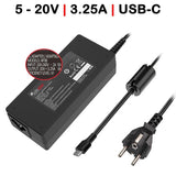 Cargador Multivoltaje Usb C Para Portátil 5v 20v 3.25a 65w Negro
