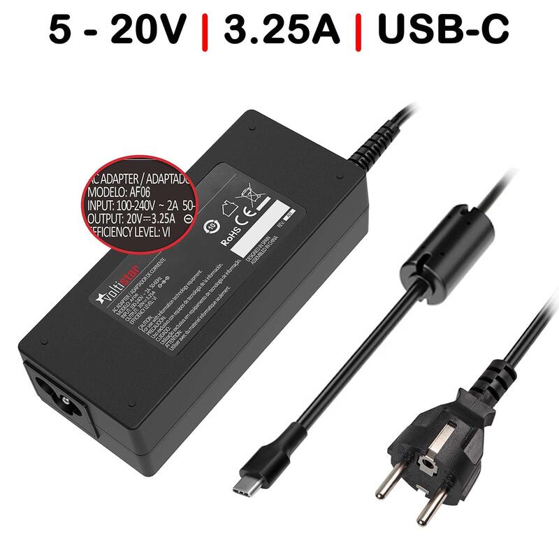 Cargador Multivoltaje Usb-C Para Portátil 5v-20v 3.25a 65w Negro