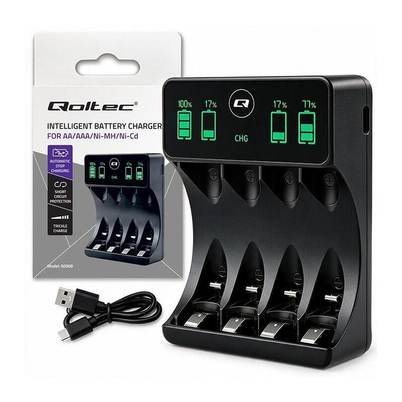 Cargador Para Baterías Ni-Mh Tipo R03 Aaa R6 Aa Lcd Cableusb-C