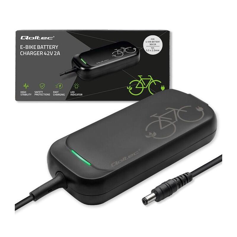 Cargador Para Bicicleta Eléctrica Scooter 36v 42v 2a 5.52.5 + Impermeable + Cable De Alimentación